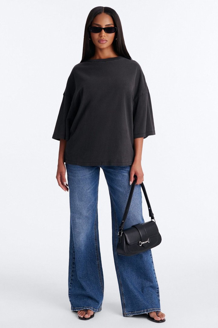 London Washed Oversized Short Sleeve T-Shirt - Black