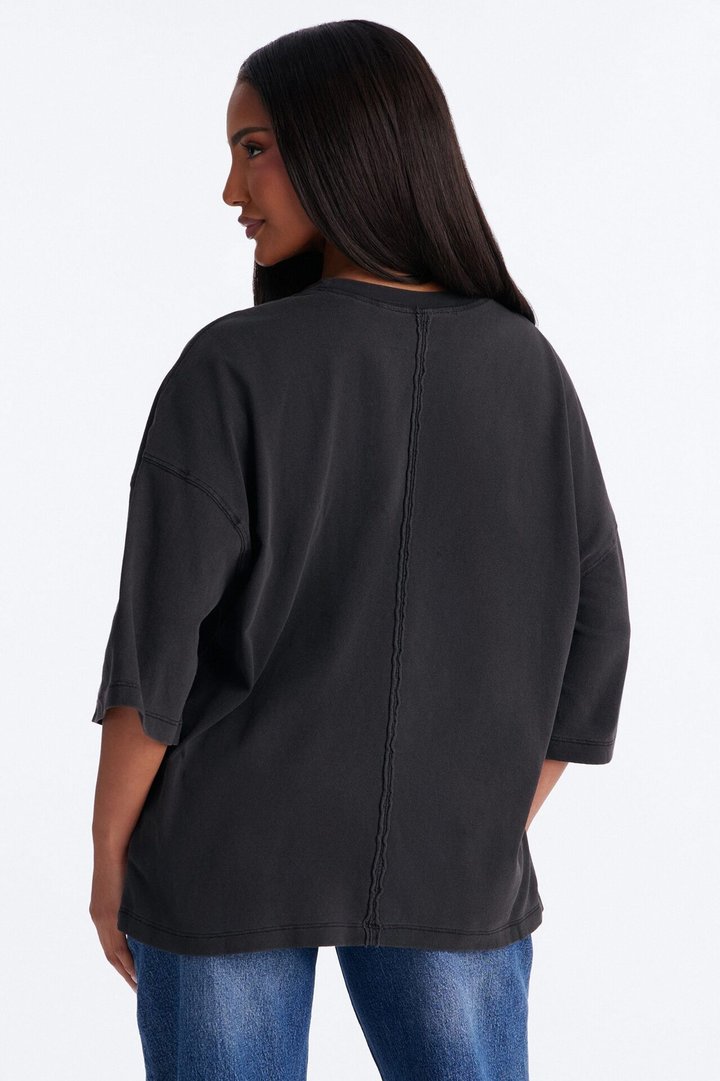 London Washed Oversized Short Sleeve T-Shirt - Black