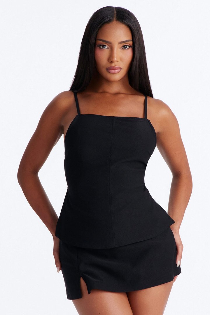 Astrid Backless Mini Skirt Set - Black