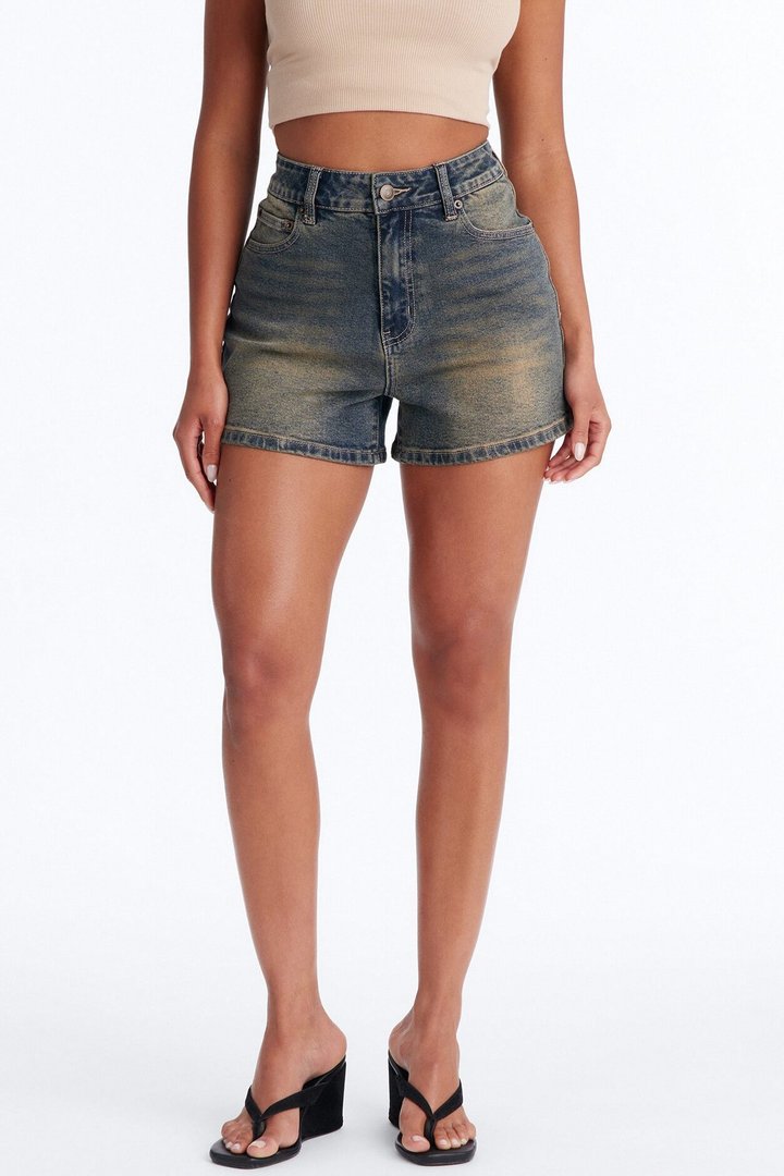 Desert Glow Stretch Denim Shorts - Vintage Wash