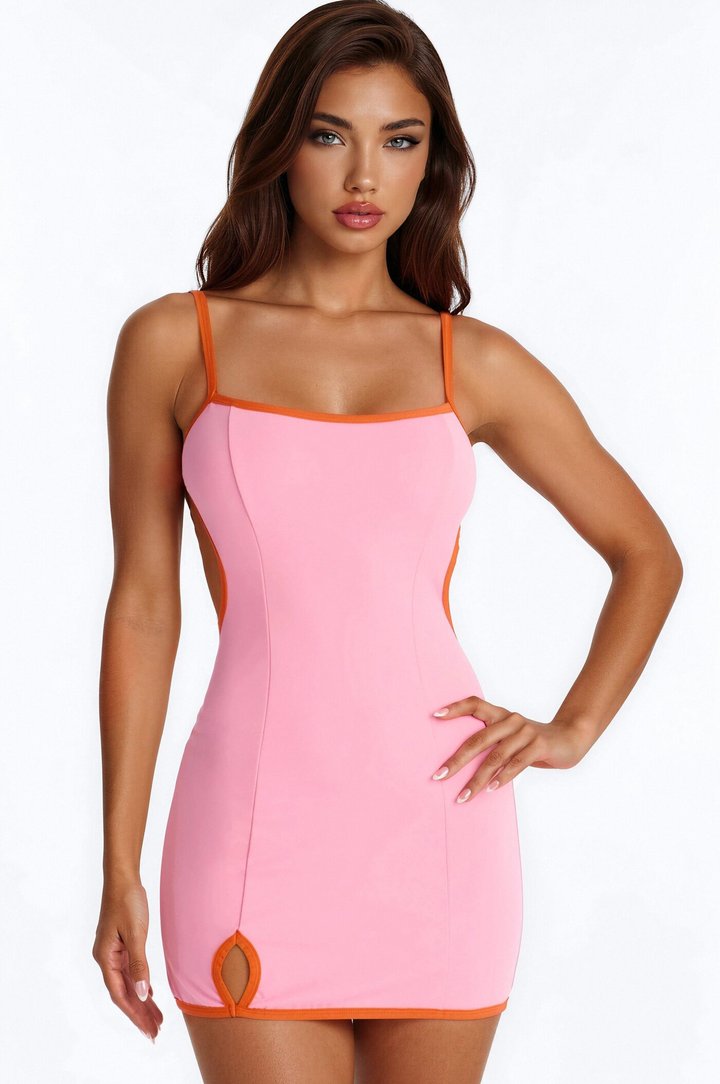 Callie Cut Out Micro Mini Dress - Pink/combo