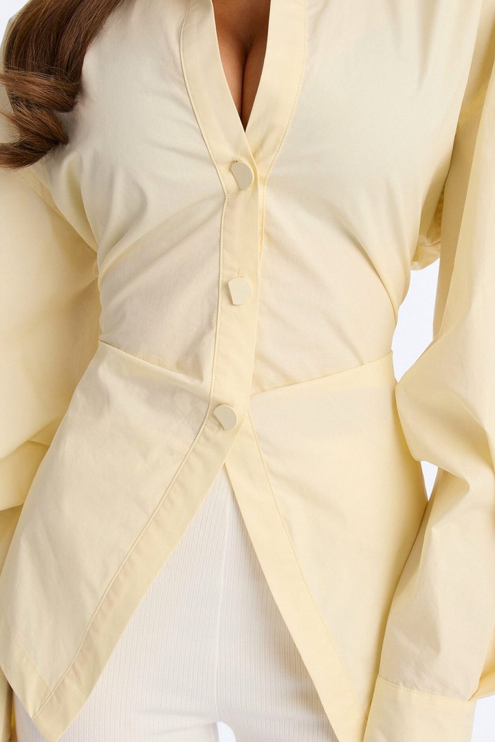 Junie Oversized Button Down Top - Butter Yellow