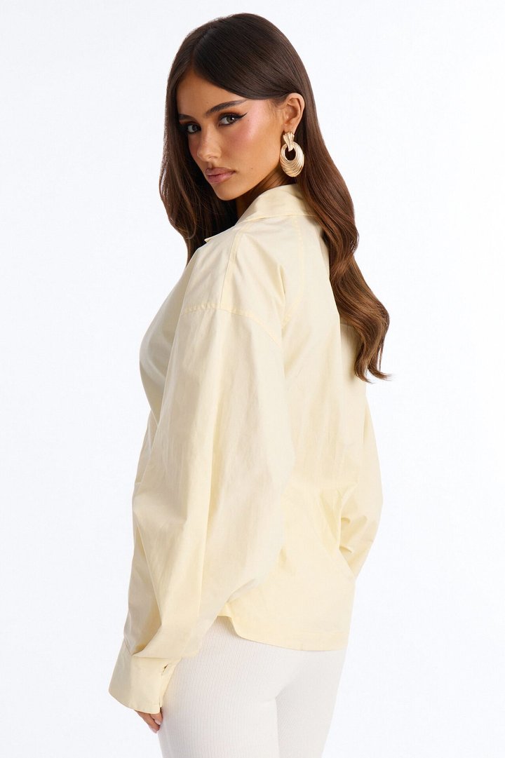 Junie Oversized Button Down Top - Butter Yellow