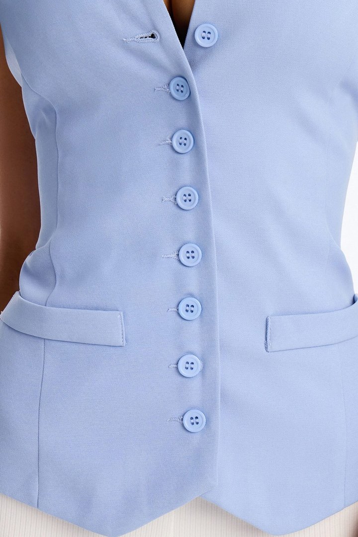 Brooklyn Babe Vest Top - Dusty Blue