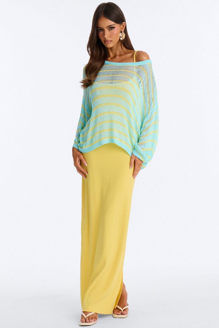 No Rush 2 Piece Maxi Dress Set - Yellow/combo
