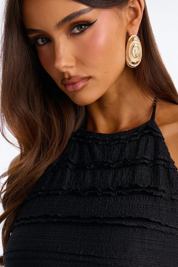 Dayna Halter Textured Short Set - Black