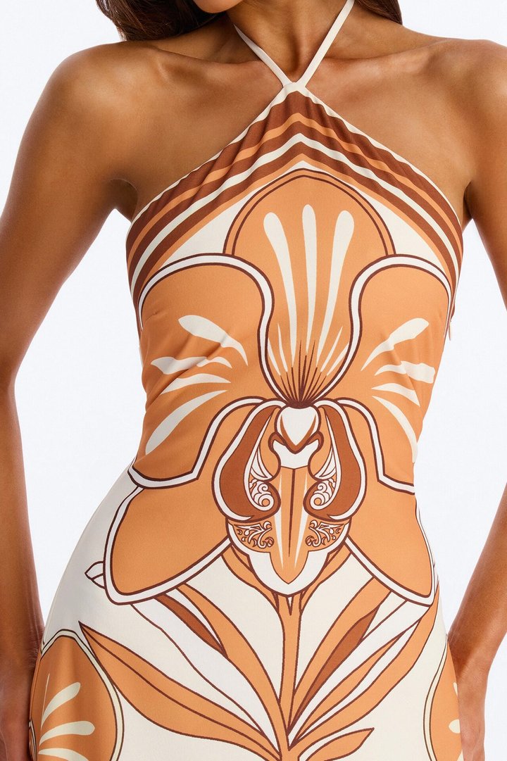 Tatyana Halter Maxi Dress - Ivory/combo