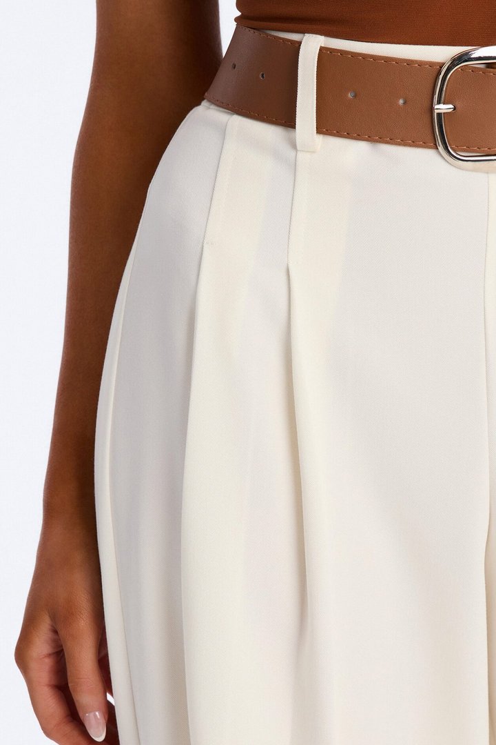 Misty High Rise Belted Culotte Trouser Pant - White