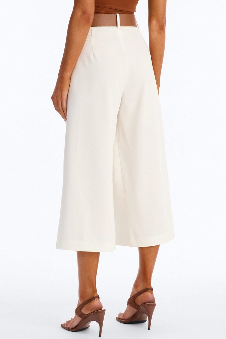 Misty High Rise Belted Culotte Trouser Pant - White