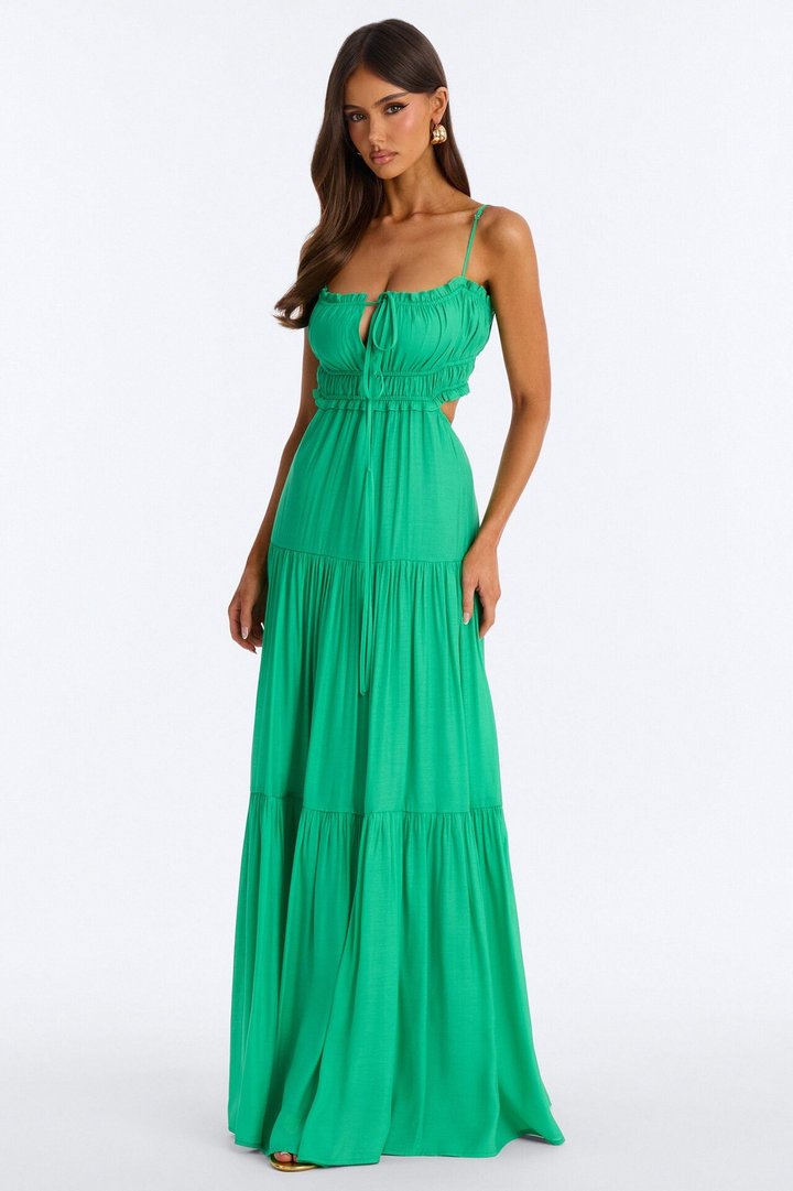 On A Date Flowy Maxi Dress - Kelly Green
