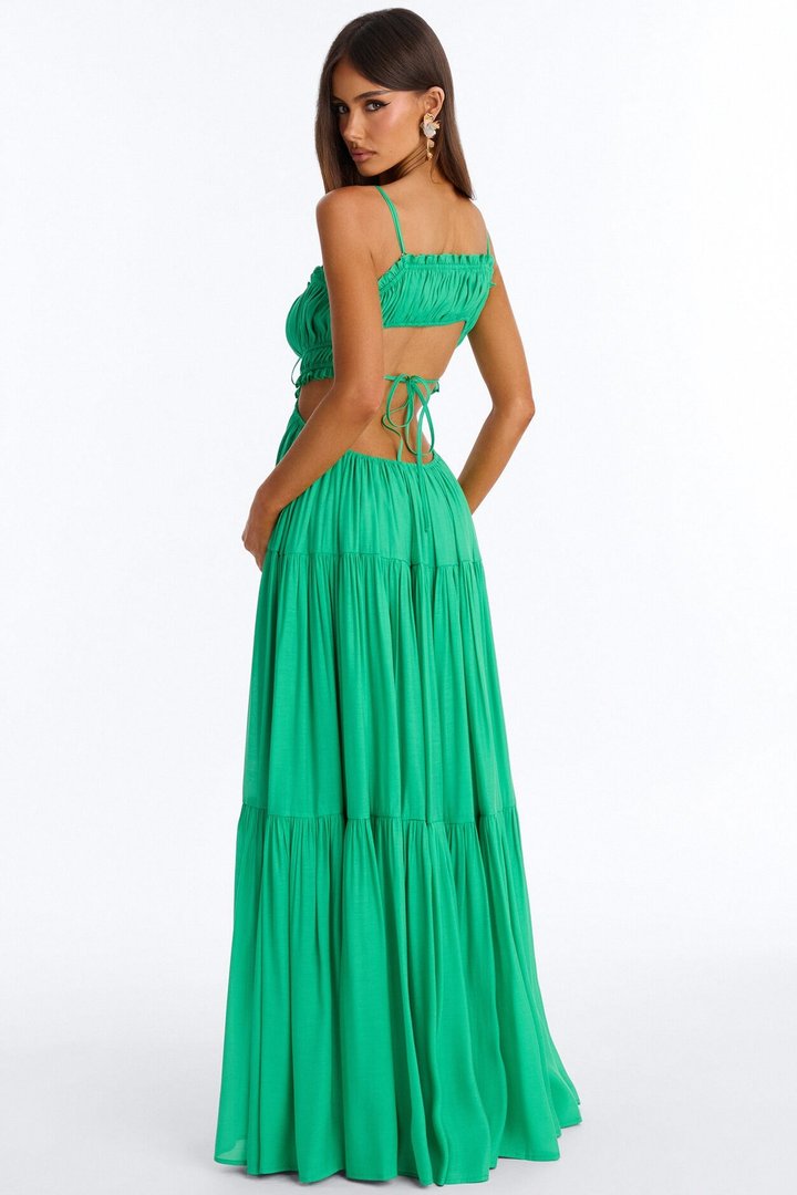 On A Date Flowy Maxi Dress - Kelly Green