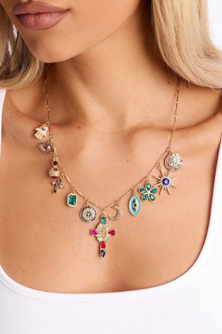 Betting On A Miracle Charm Necklace - Gold/combo
