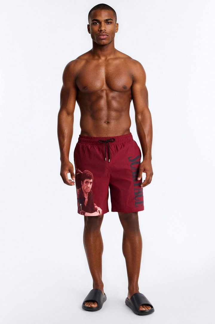 Scarface Vice Paradise Swim Trunk 7″ - Red