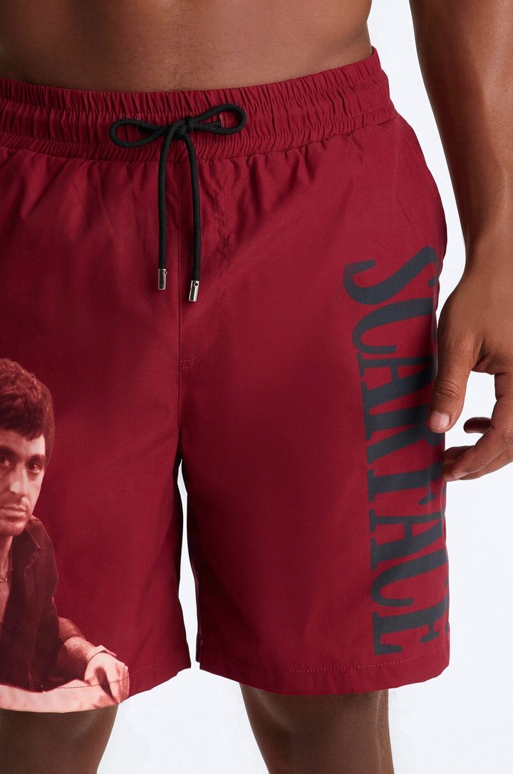 Scarface Vice Paradise Swim Trunk 7″ - Red