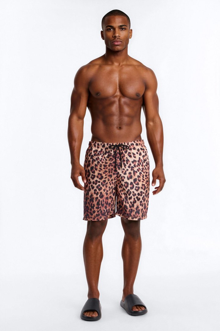 Leopard Print Swim Trunk 7″ - Leopard