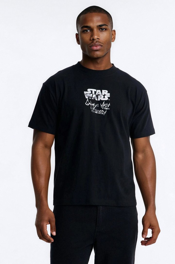 Star Wars Mandalorian Heavy Weight Oversized Short Sleeve Tee - Black