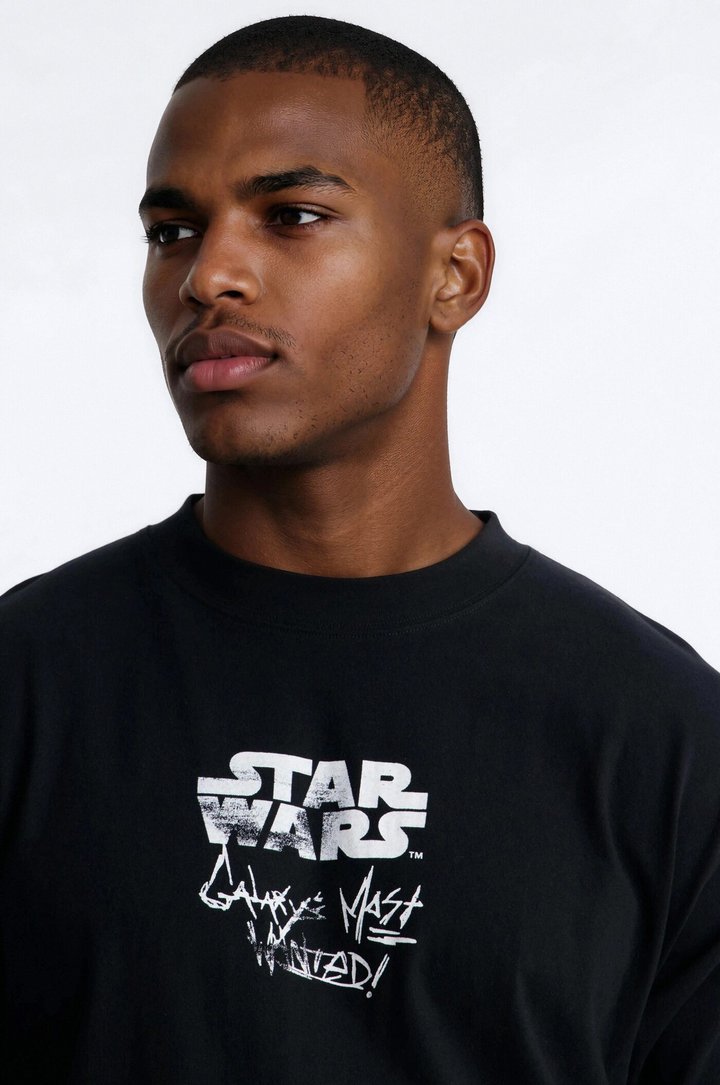 Star Wars Mandalorian Heavy Weight Oversized Short Sleeve Tee - Black