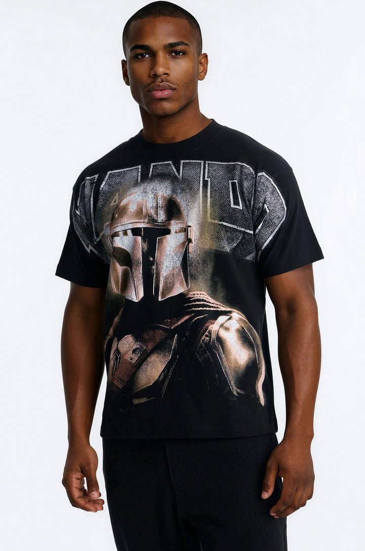 Star Wars Mandalorian Heavy Weight Boxy Short Sleeve Tee - Black