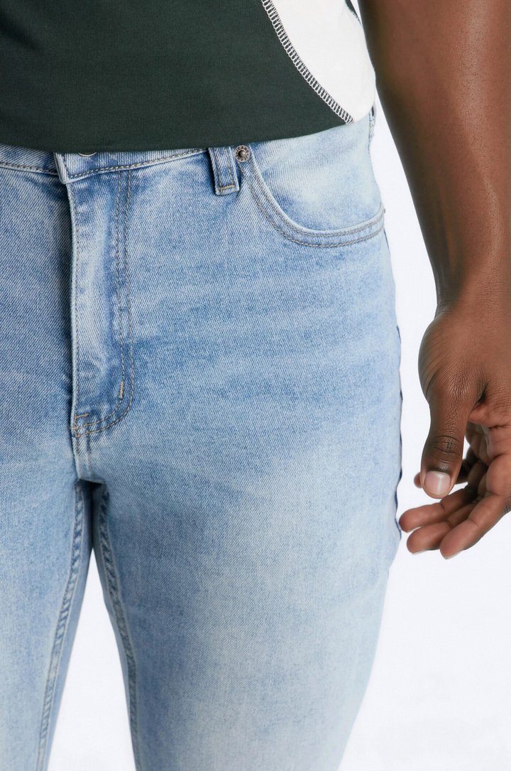 Upstanding Slit Stacked Skinny Flare Jean - Light Blue Wash
