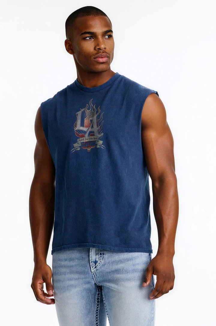 Spirit For The Road Vintage Muscle Tank Shirt - Navy