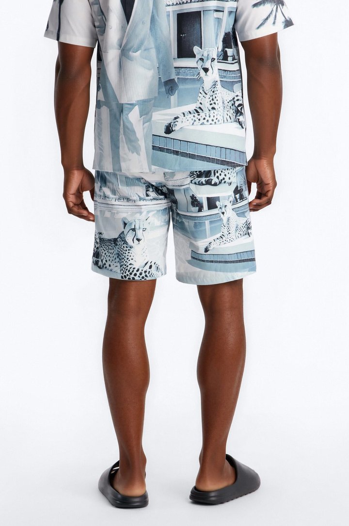 Scarface Poolside Photoreal Swim Trunk 7″ - White/Black