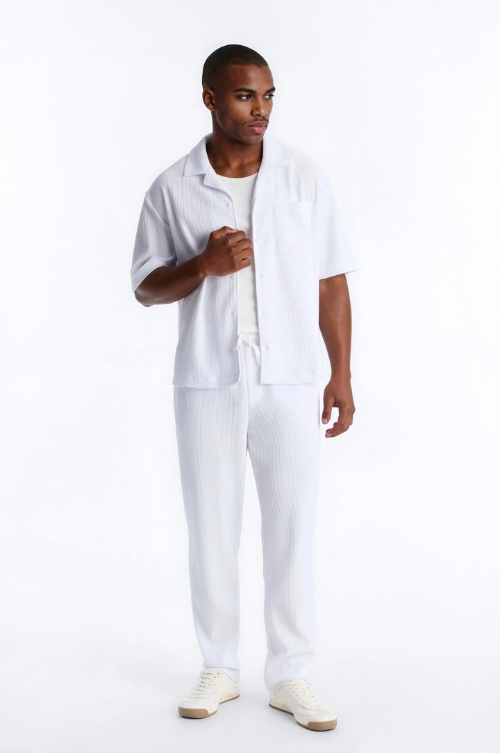 Show Up Short Sleeve Cuban Shirt - White