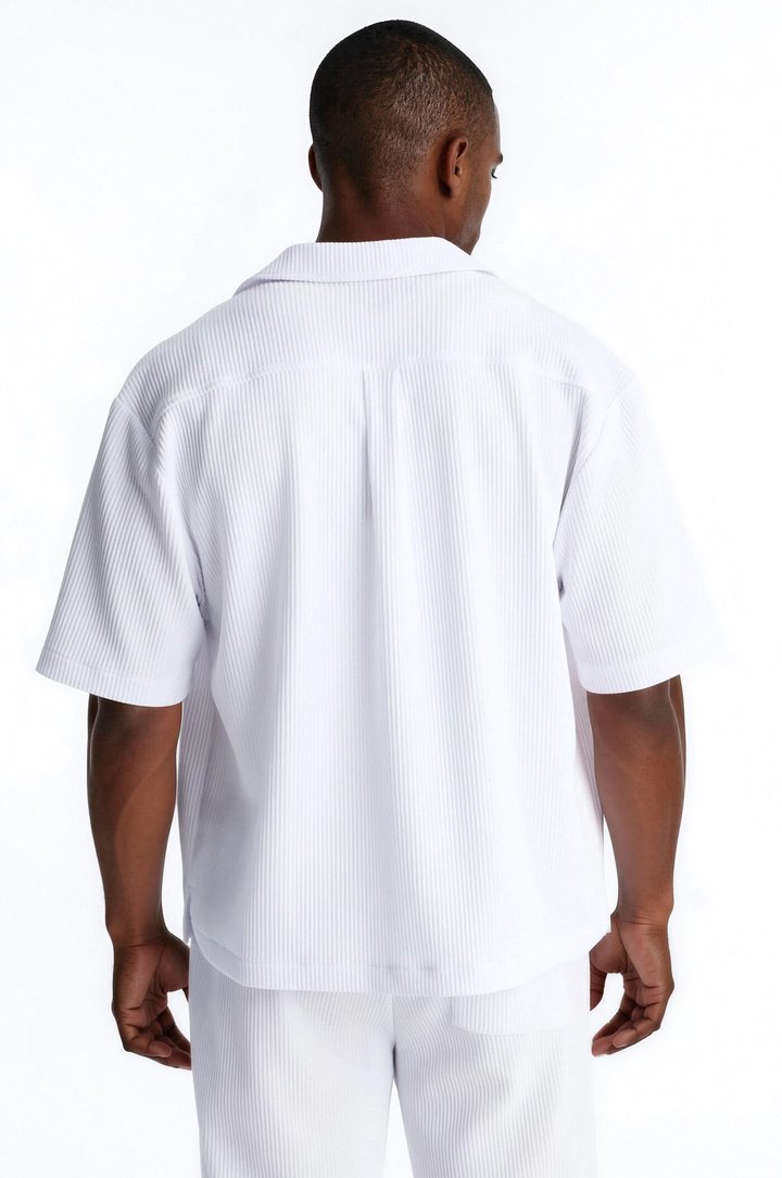 Show Up Short Sleeve Cuban Shirt - White