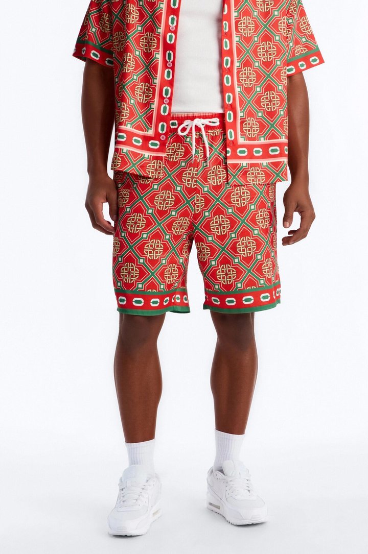 Royal Geometric Relaxed Short - Red/combo