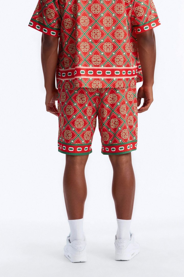 Royal Geometric Relaxed Short - Red/combo