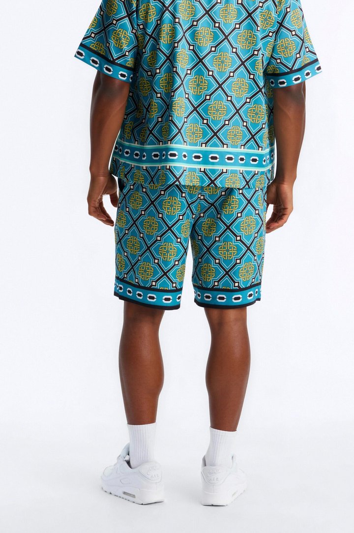 Royal Geometric Relaxed Short - Teal
