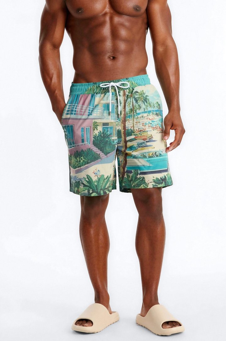 Palm Beach Printed Photoreal Swim Trunk 7″ - Multi Color