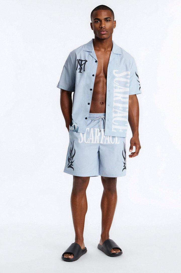 Scarface Coast Swim Trunk 7″ - Light Blue