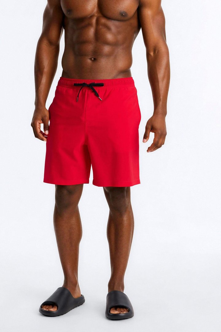 Water Reactive Lucky 8-Ball Reveal Swim Trunk 7″ - Red