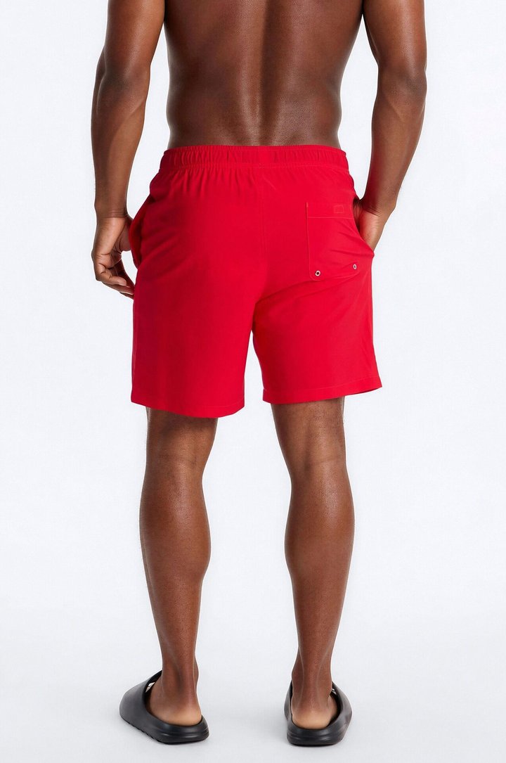 Water Reactive Lucky 8-Ball Reveal Swim Trunk 7″ - Red