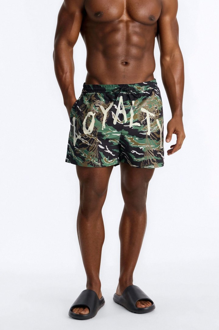 Loyalty First Camo Swim Trunk 4″ - Black/combo