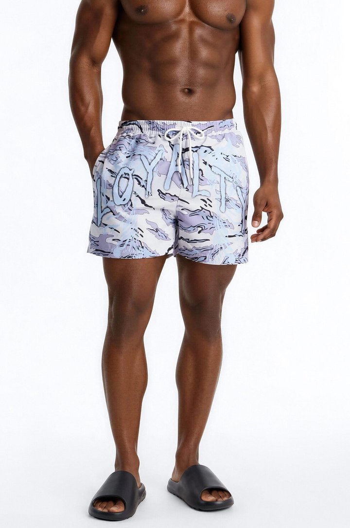 Loyalty First Camo Swim Trunk 4″ - Purple/combo