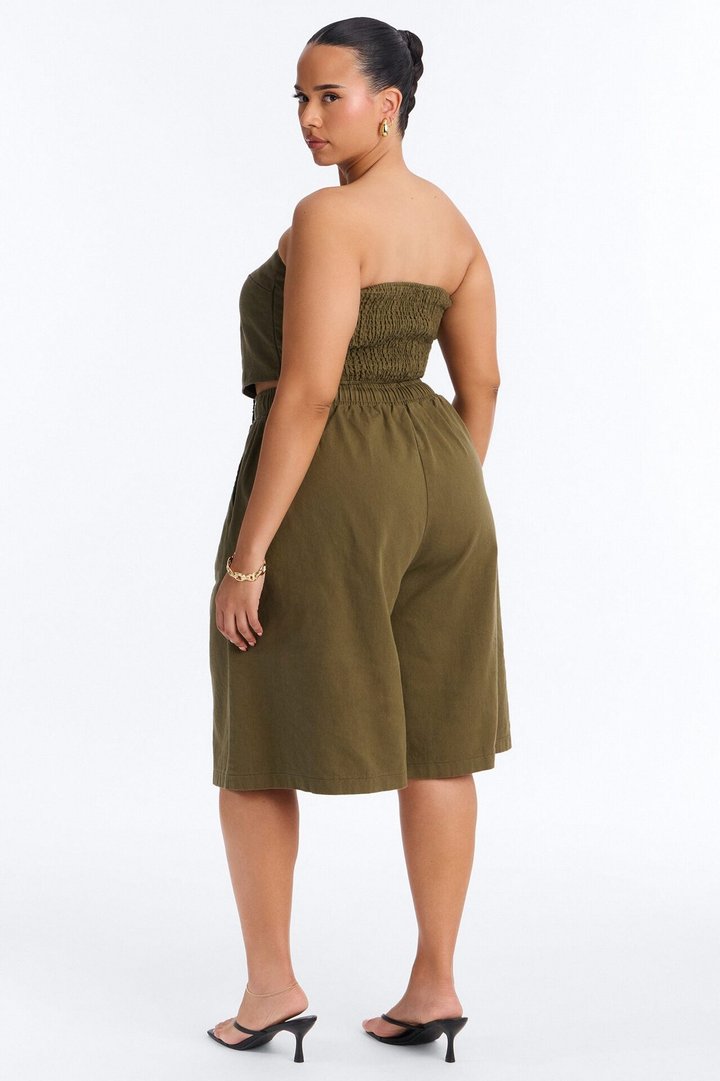 Sophia Drawstring Jort Set - Olive