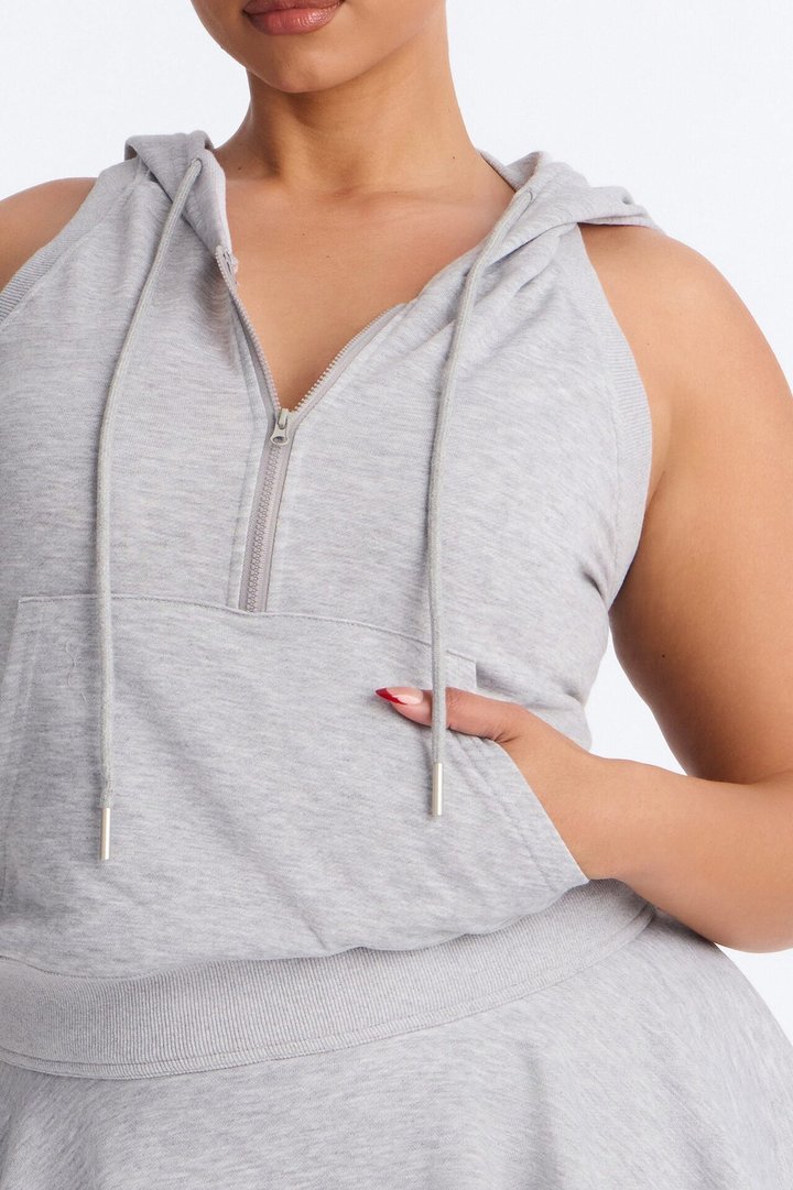 On The Go Hoodie Sweater Micro Mini Dress - HeatherGrey