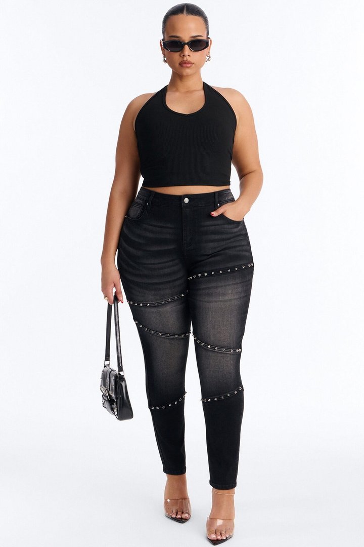 Encore Baby Studded Stretch Skinny Jeans - Black Wash