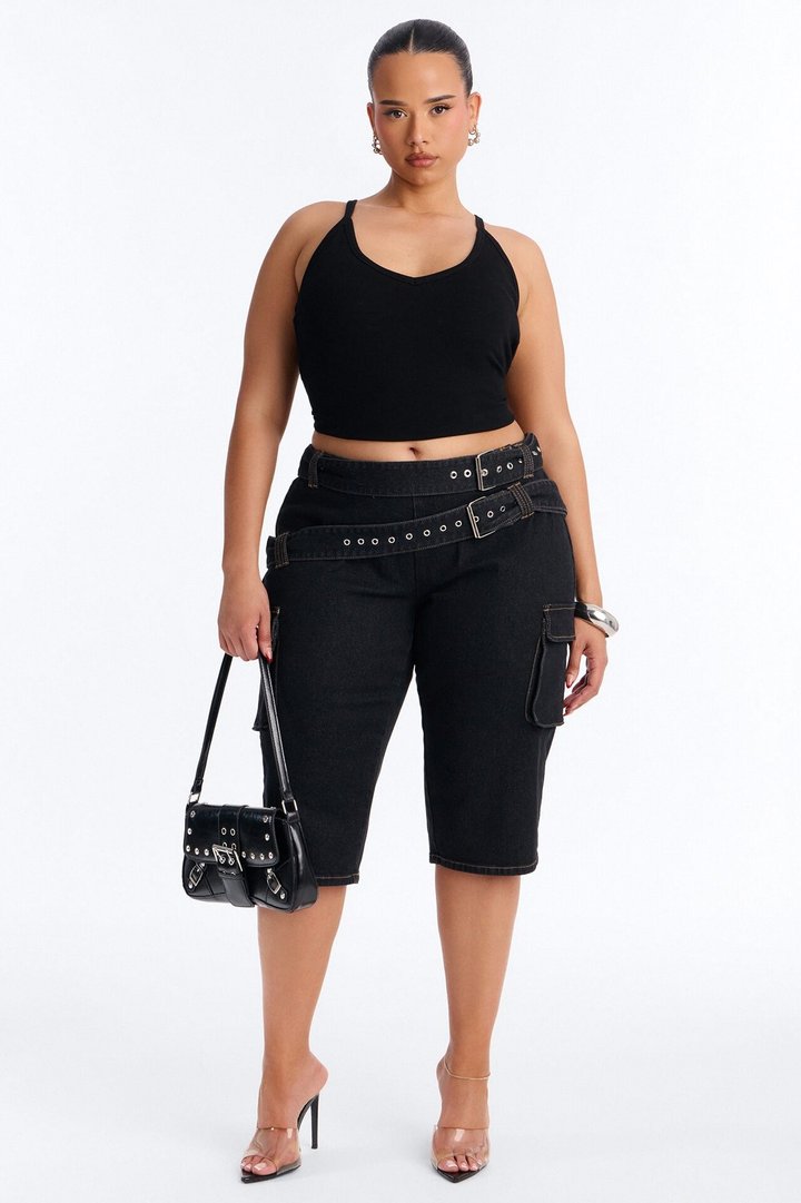 Top Secret Low Rise Skinny Capri Jeans - Black Wash