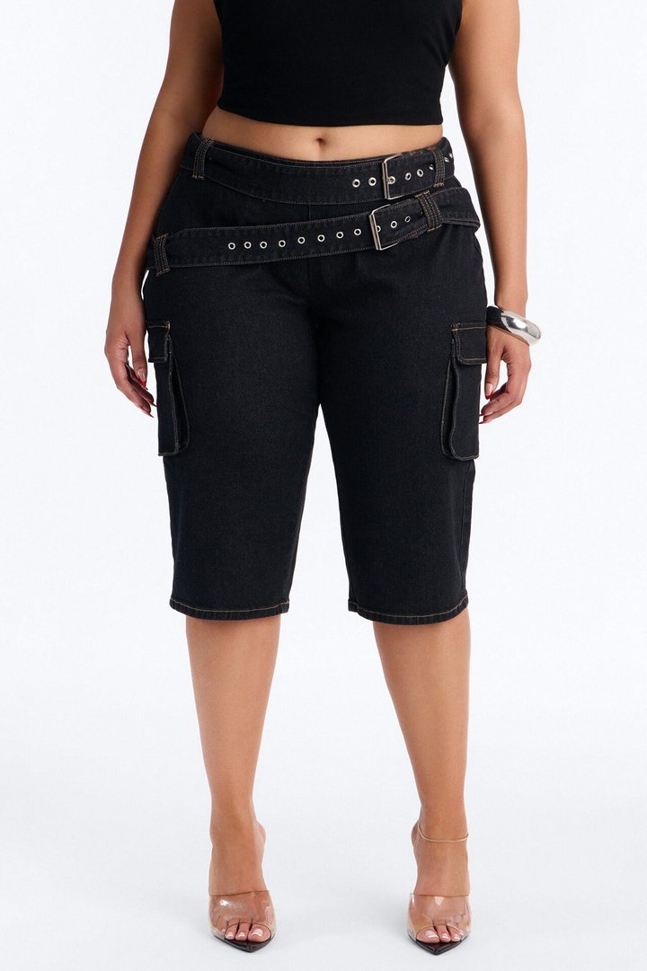 Top Secret Low Rise Skinny Capri Jeans - Black Wash