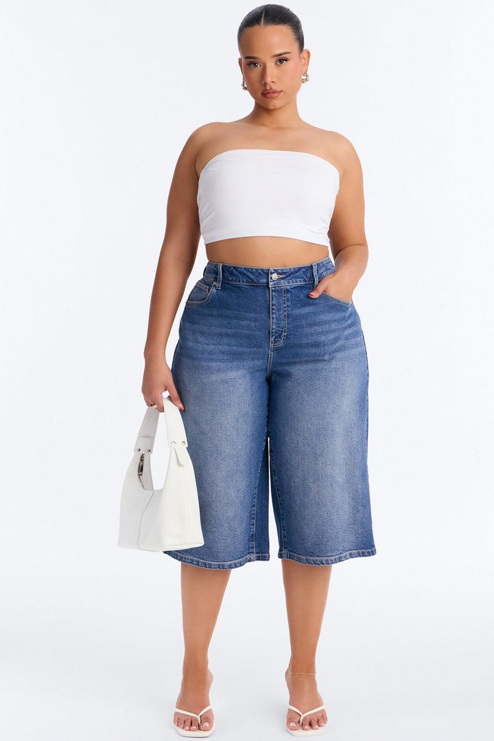 Addy Straight Leg Culotte Jeans - Dark Wash
