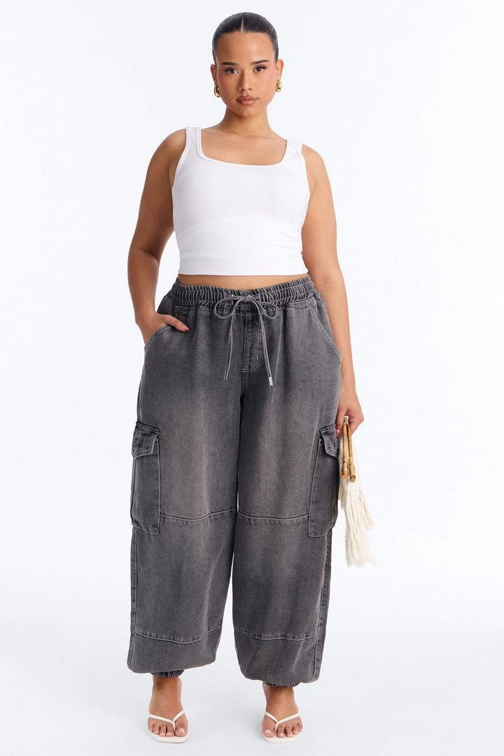 Maui Baggy Cargo Jogger Jeans - Dark Grey
