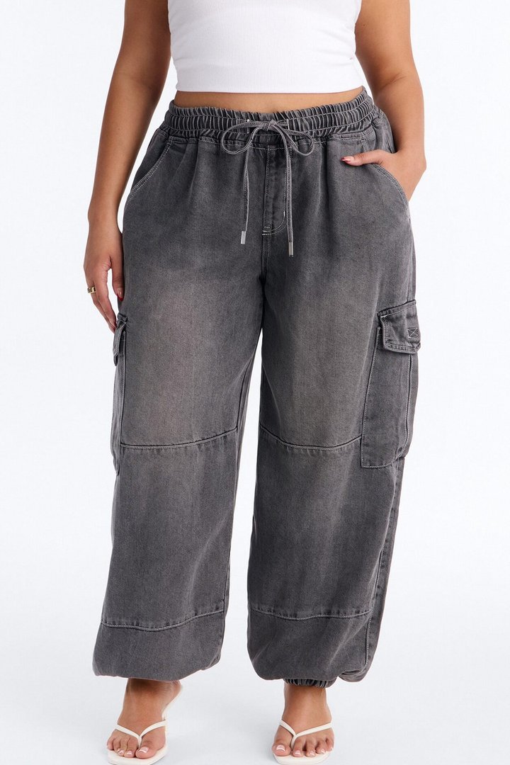 Maui Baggy Cargo Jogger Jeans - Dark Grey