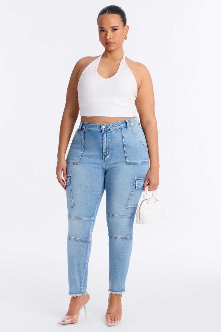 Guilty Pleasure Cargo Skinny Jeans - Light Wash
