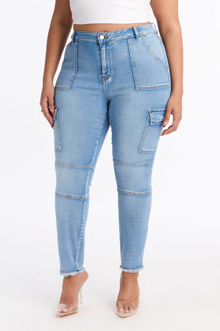 Guilty Pleasure Cargo Skinny Jeans - Light Wash
