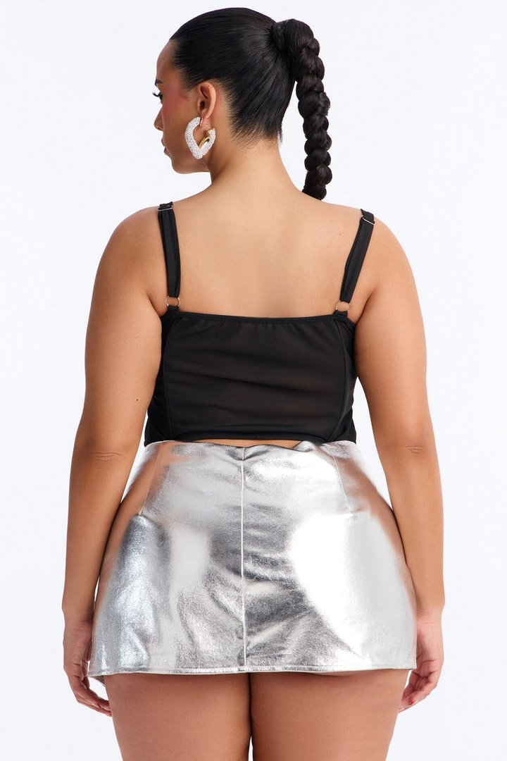 Lani Mesh Sweetheart Sleeveless Corset Top - Black