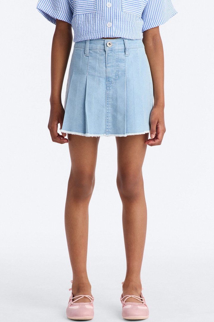 Mini Camila Pleated Denim Skort - Light Wash