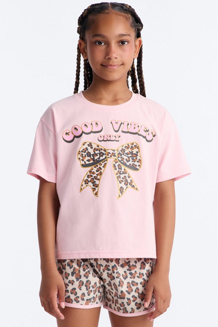 Mini Wild Good Vibes Short Set - Pink