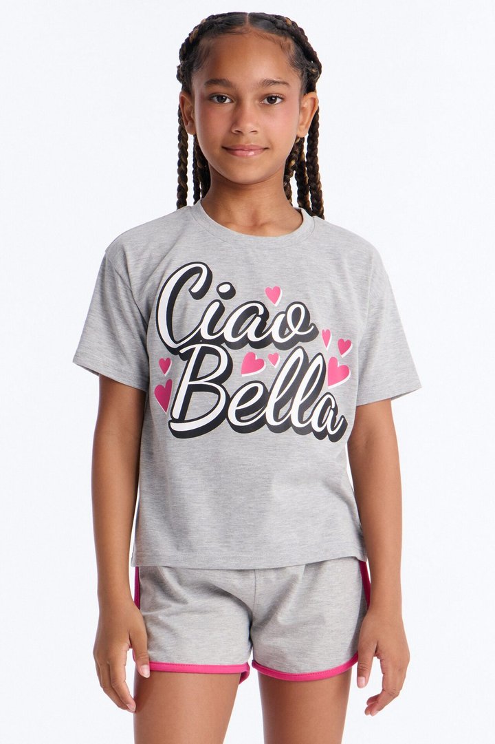 Mini Ciao Bella Short Set - Heather Grey